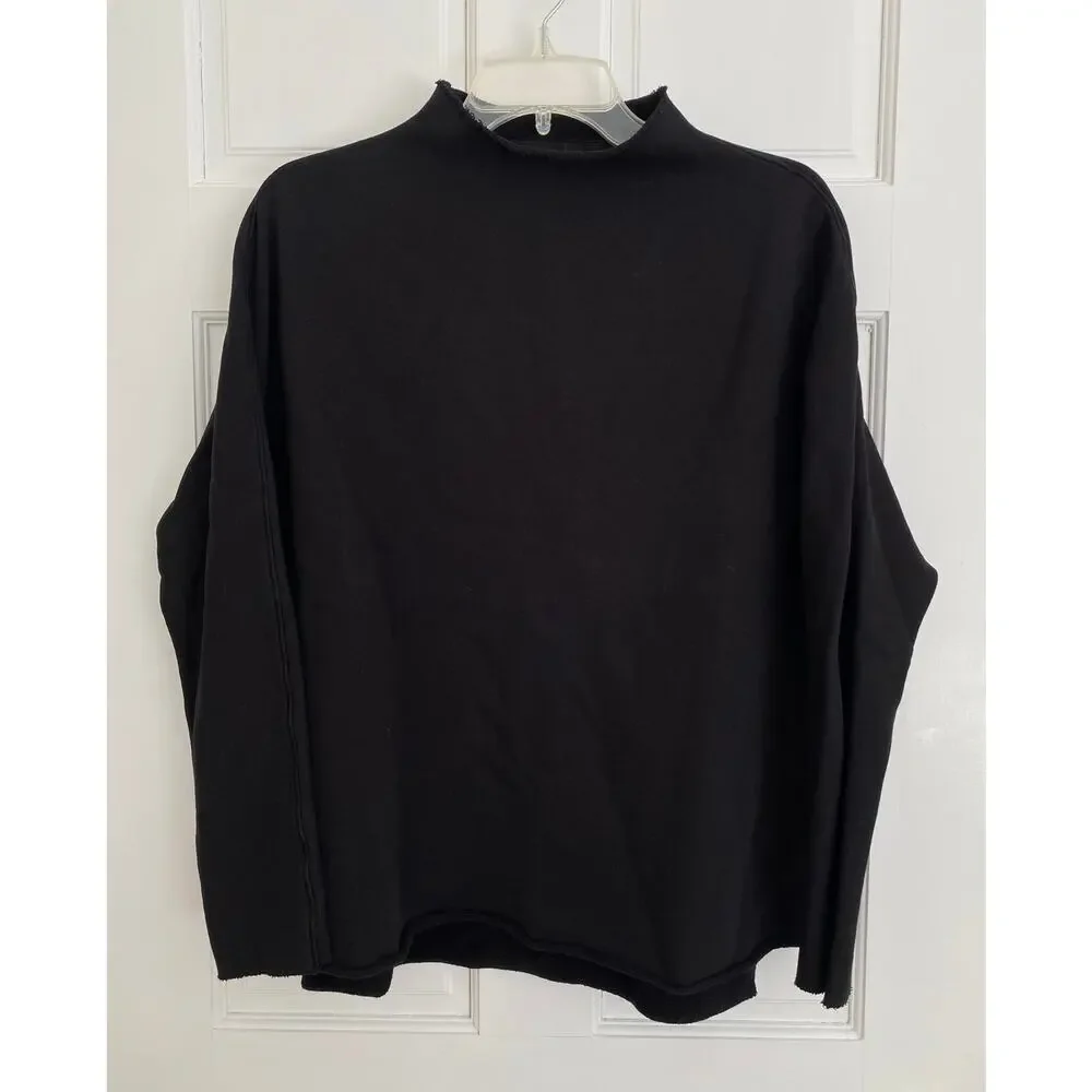 Frank & Eileen Effie Long-Sleeve Funnel Neck Capelet Black Pullover Sweatshirt S - Picture 6 of 10
